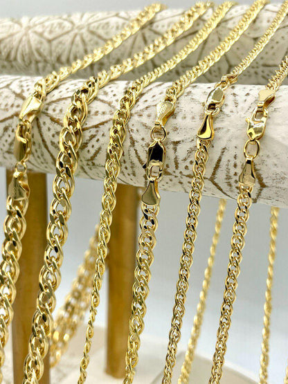 14K Solid Gold Chino Id Chain,Real Gold Chain, 3mm/4.5mm/6.5mm Thickness, Birthday gift For Him/Her
