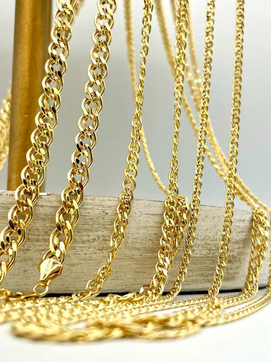 14K Solid Gold Chino Id Chain,Real Gold Chain, 3mm/4.5mm/6.5mm Thickness, Birthday gift For Him/Her