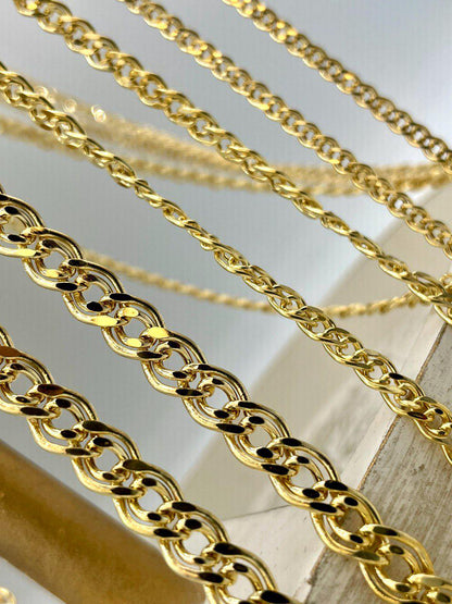 14K Solid Gold Chino Id Chain,Real Gold Chain, 3mm/4.5mm/6.5mm Thickness, Birthday gift For Him/Her