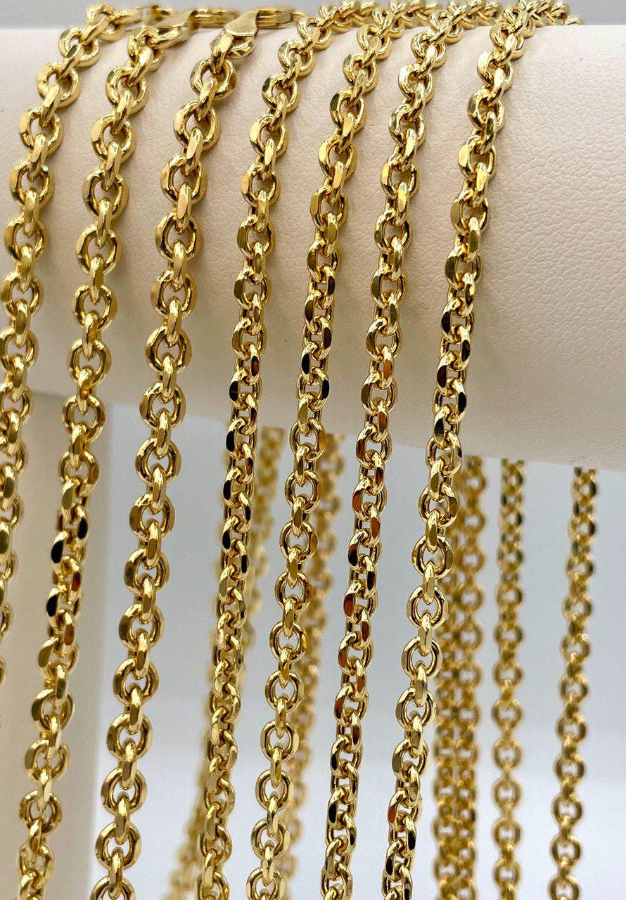 14K Solid Gold Cable Necklace, Diamond Cut Necklace Chain, Thickness(4mm/4.5mm),For Her/Him, Birthday Gift