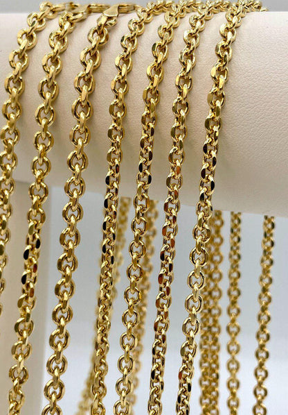 14K Solid Gold Cable Necklace, Diamond Cut Necklace Chain, Thickness(4mm/4.5mm),For Her/Him, Birthday Gift