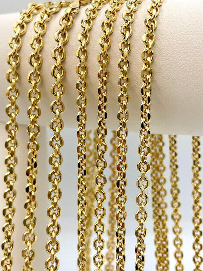 14K Solid Gold Cable Necklace, Diamond Cut Necklace Chain, Thickness(4mm/4.5mm),For Her/Him, Birthday Gift