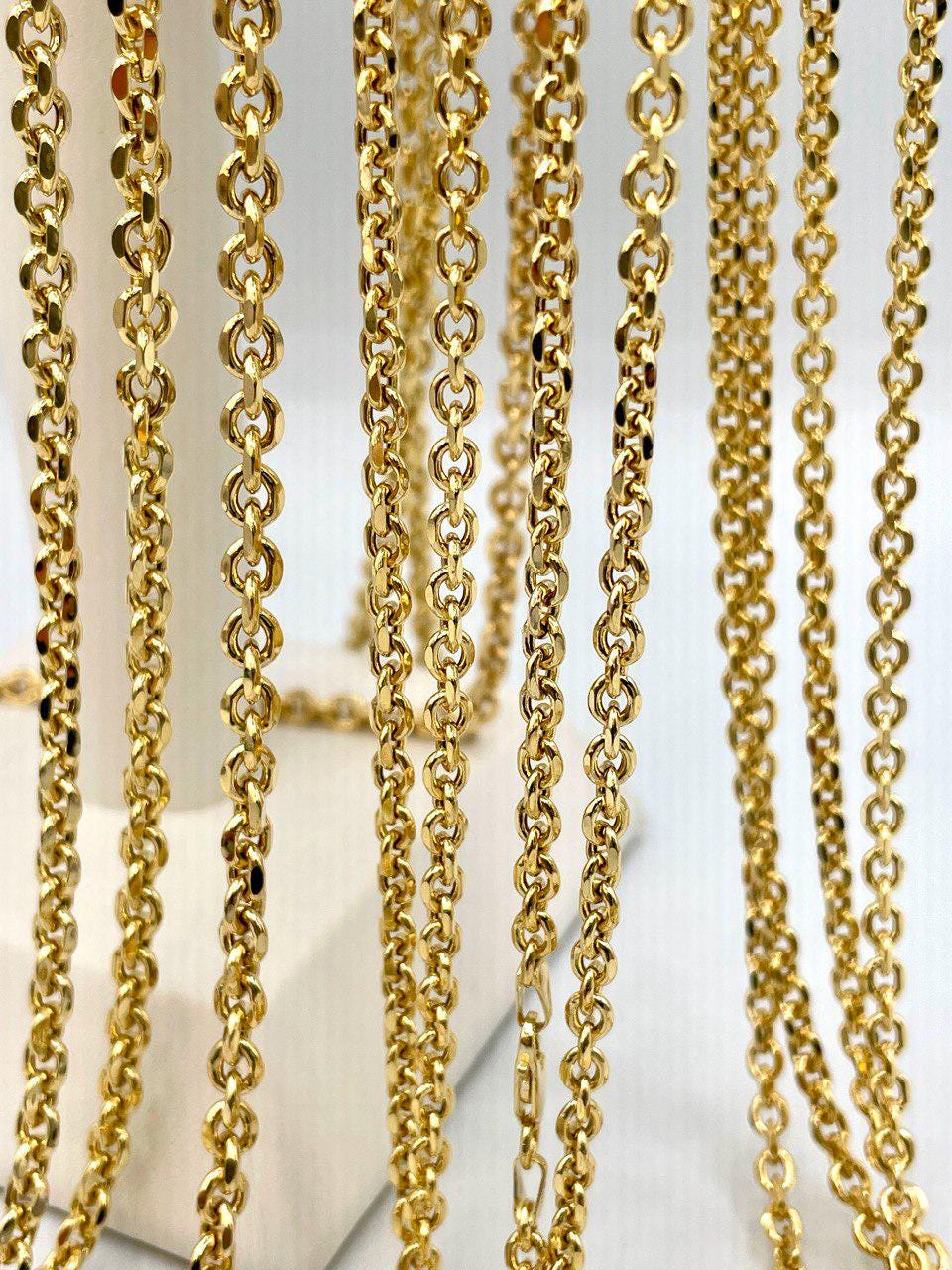 14K Solid Gold Cable Necklace, Diamond Cut Necklace Chain, Thickness(4mm/4.5mm),For Her/Him, Birthday Gift