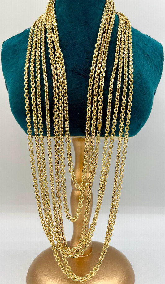 14K Solid Gold Cable Necklace, Diamond Cut Necklace Chain, Thickness(4mm/4.5mm),For Her/Him, Birthday Gift