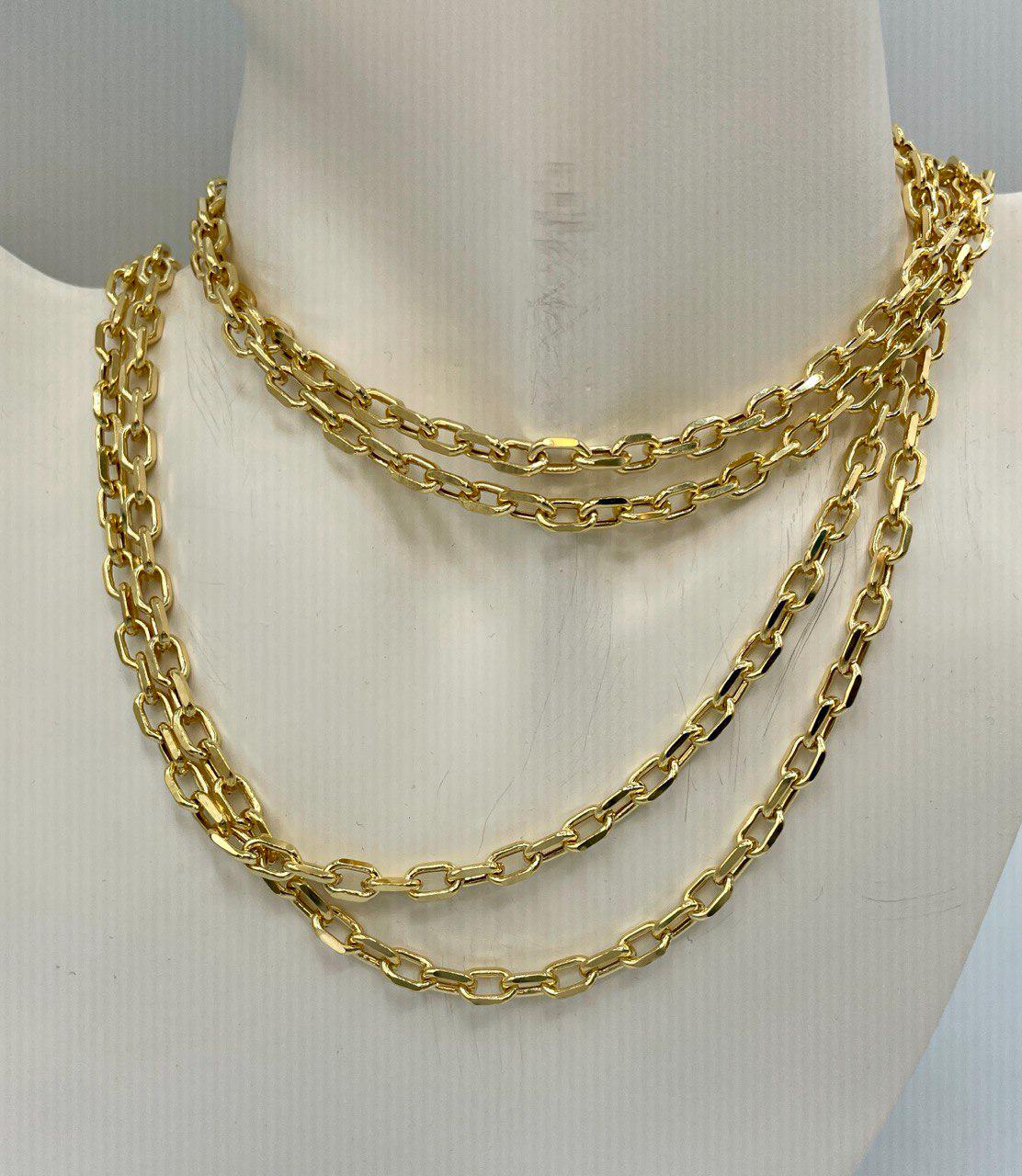 14K Real Solid Gold Diamond Cut, Cable Necklace Chain, Diamond cut Cable Chain (5mm Thickness), Birthday Gift, For Her/Him