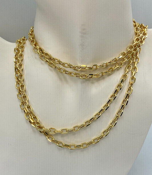14K Real Solid Gold Diamond Cut, Cable Necklace Chain, Diamond cut Cable Chain (5mm Thickness), Birthday Gift, For Her/Him
