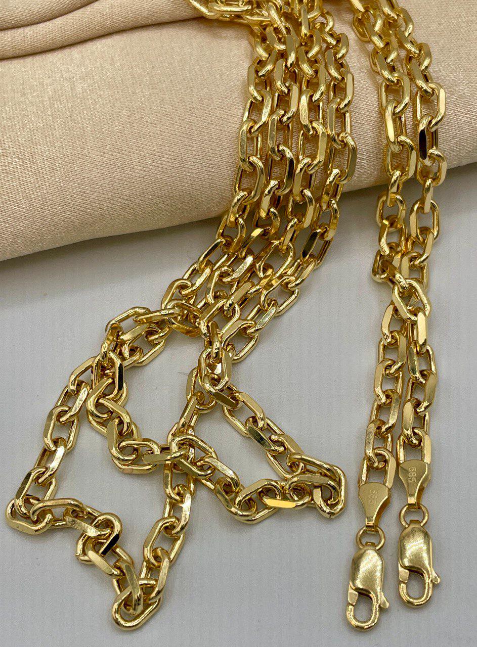 14K Real Solid Gold Diamond Cut, Cable Necklace Chain, Diamond cut Cable Chain (5mm Thickness), Birthday Gift, For Her/Him