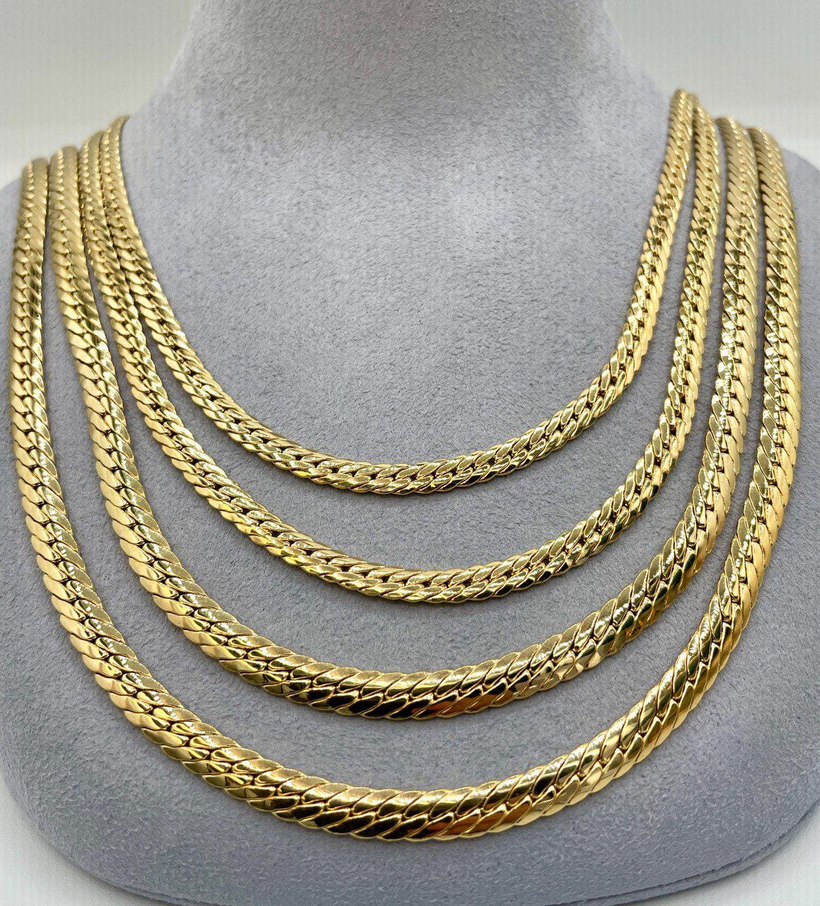 14K Solid Gold Miami Cuban Chain Necklace, Curb Cuban Links Chain, Real 14K Gold Chain for Men/Women,Thick4.5mm 5.5mm  24", 14K Gold Chain!