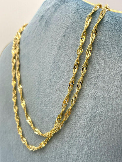 14K Solid GOLD SINGAPORE(2.8mm) NECKLACE Chain,Real Gold,Birthday Gift,For Her/ Him,Anniversary Gift,Valentine Gift,Christmas Gift For Dad.