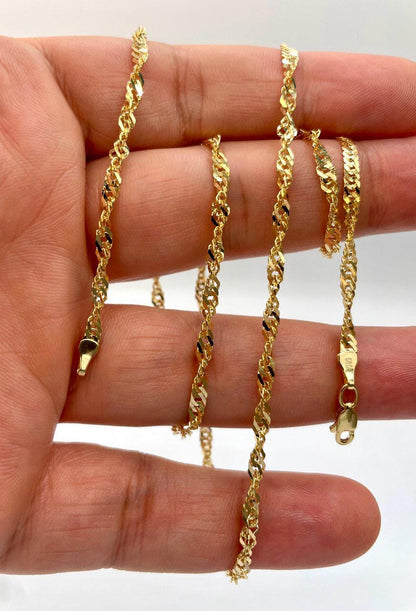 14K Solid GOLD SINGAPORE(2.8mm) NECKLACE Chain,Real Gold,Birthday Gift,For Her/ Him,Anniversary Gift,Valentine Gift,Christmas Gift For Dad.