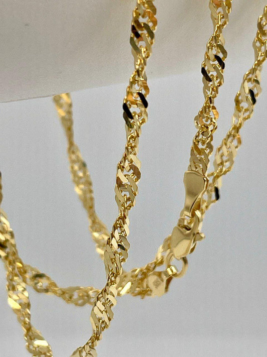 14K Solid GOLD SINGAPORE(2.8mm) NECKLACE Chain,Real Gold,Birthday Gift,For Her/ Him,Anniversary Gift,Valentine Gift,Christmas Gift For Dad.