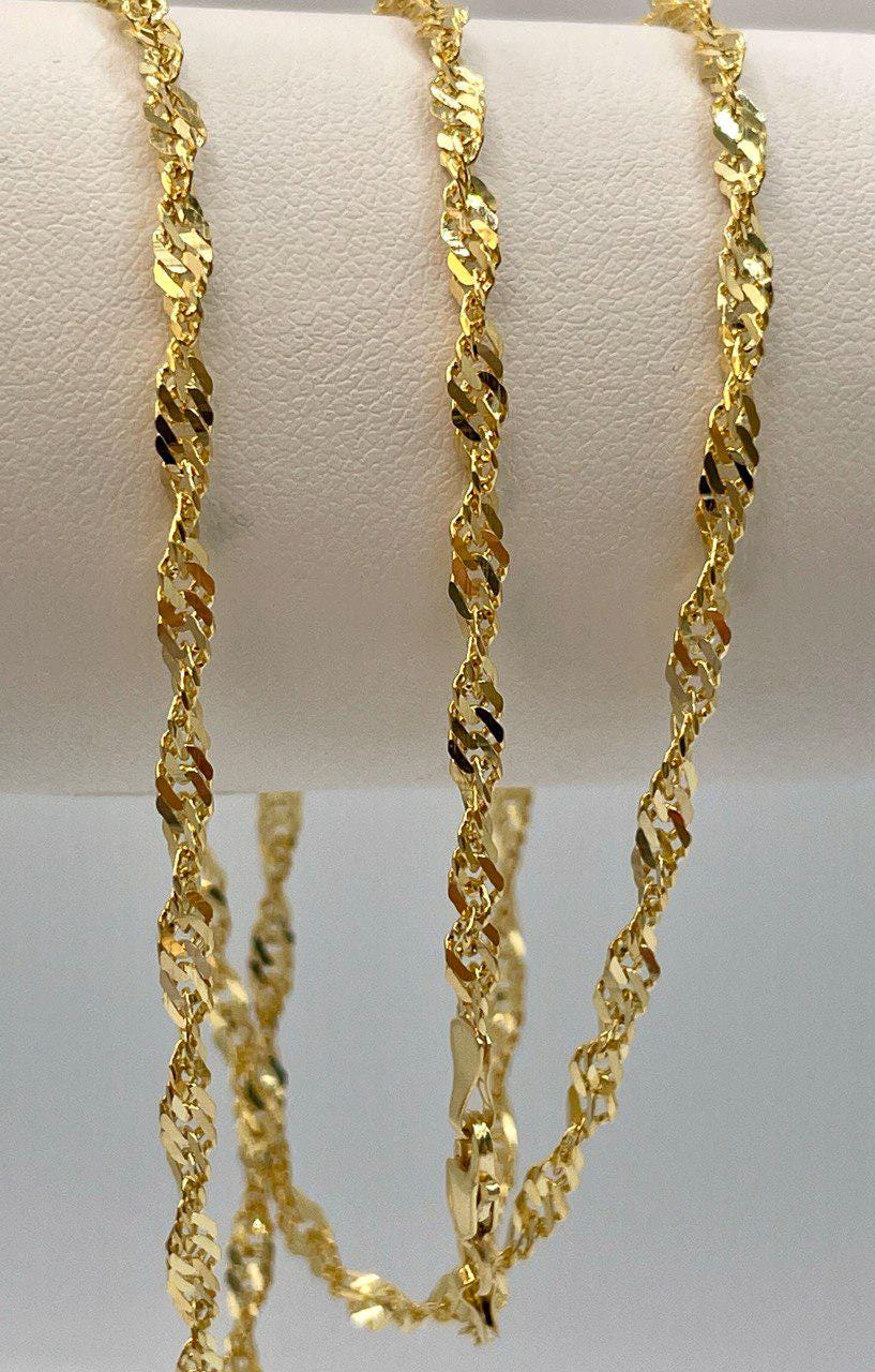 14K Solid GOLD SINGAPORE(2.8mm) NECKLACE Chain,Real Gold,Birthday Gift,For Her/ Him,Anniversary Gift,Valentine Gift,Christmas Gift For Dad.