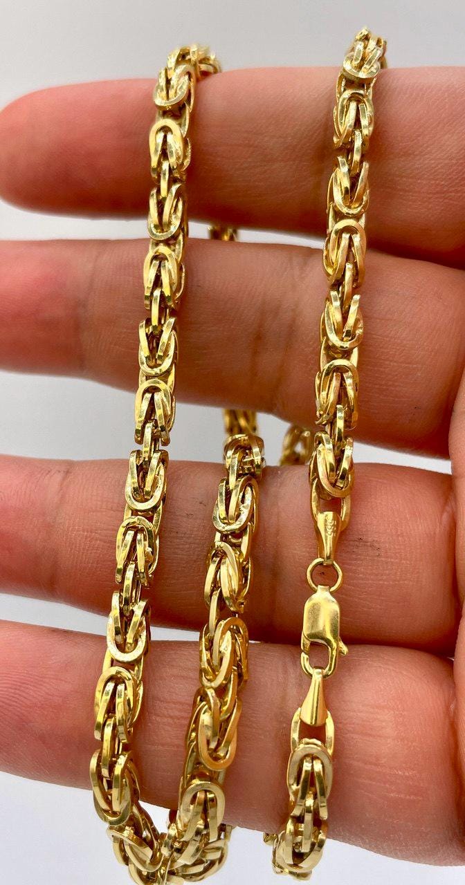 14K Solid Gold Byzantine Elegance,5 mm Heavy Solid Chain Necklace for Men and Women, Luxury Unisex Charm,14K Gold Byzantine Chain Necklace!