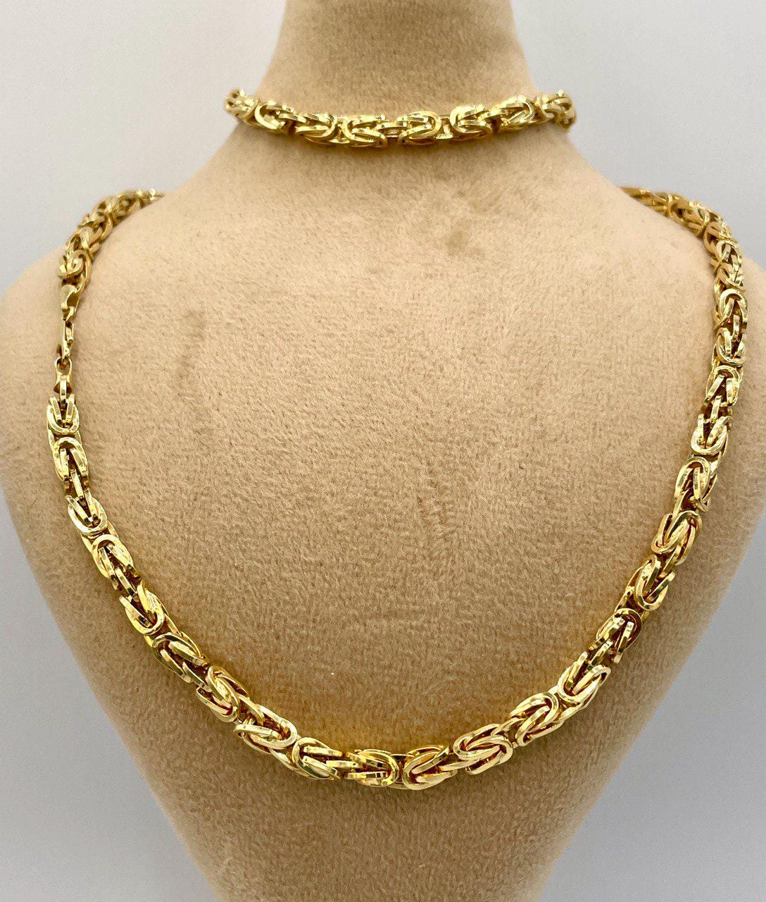 14K Solid Gold Byzantine Elegance,5 mm Heavy Solid Chain Necklace for Men and Women, Luxury Unisex Charm,14K Gold Byzantine Chain Necklace!