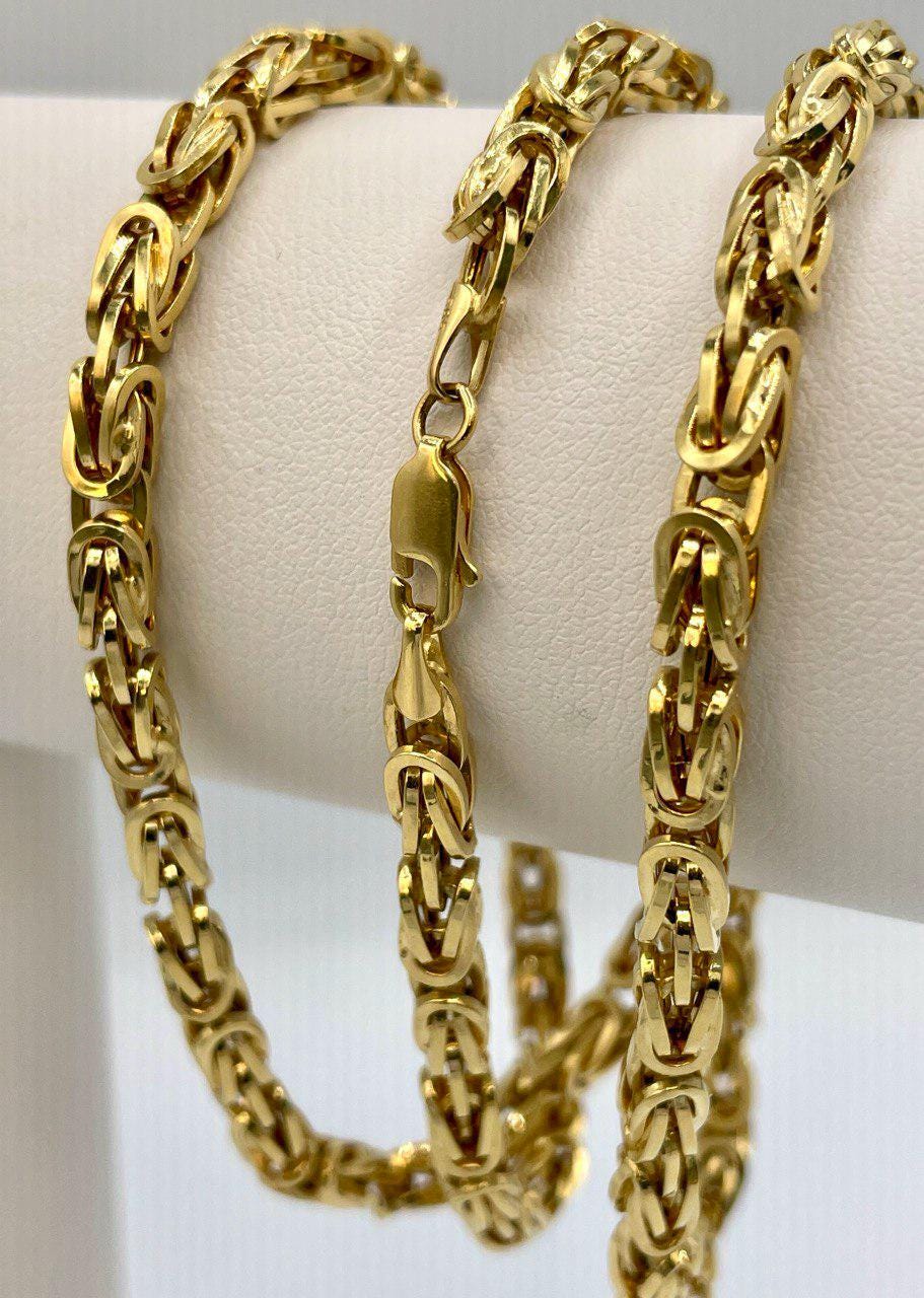 14K Solid Gold Byzantine Elegance,5 mm Heavy Solid Chain Necklace for Men and Women, Luxury Unisex Charm,14K Gold Byzantine Chain Necklace!