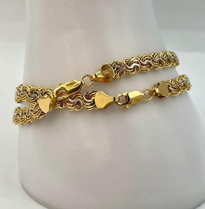 18K Solid Gold Chino Id Chain,Real Gold Chain,6mm Width ,Bracelet link Chain,Diamond Cut Bracelet Chain,7.5"Inch For Her/Him