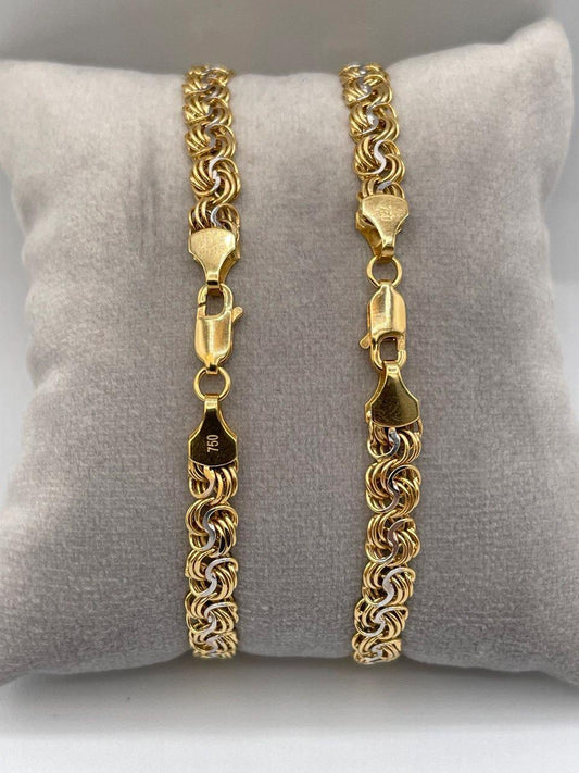 18K Solid Gold Chino Id Chain,Real Gold Chain,6mm Width ,Bracelet link Chain,Diamond Cut Bracelet Chain,7.5"Inch For Her/Him