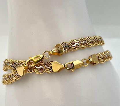 18K Solid Gold Chino Id Chain,Real Gold Chain,6mm Width ,Bracelet link Chain,Diamond Cut Bracelet Chain,7.5"Inch For Her/Him