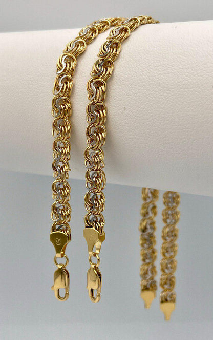 18K Solid Gold Chino Id Chain,Real Gold Chain,6mm Width ,Bracelet link Chain,Diamond Cut Bracelet Chain,7.5"Inch For Her/Him
