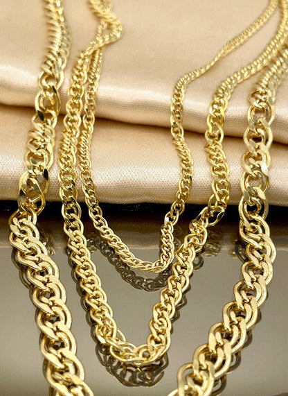 14K Solid Gold Chino Id Chain,Real Gold Chain, 3mm/4.5mm/6.5mm Thickness, Birthday gift For Him/Her