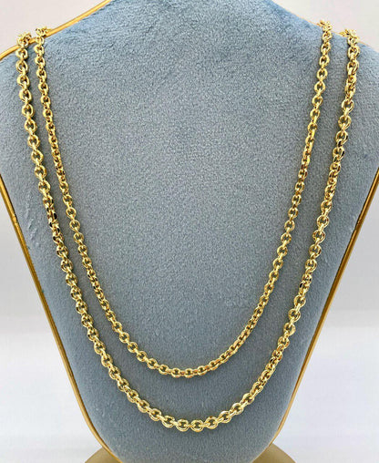 14K Solid Gold Cable Necklace, Diamond Cut Necklace Chain, Thickness(4mm/4.5mm),For Her/Him, Birthday Gift
