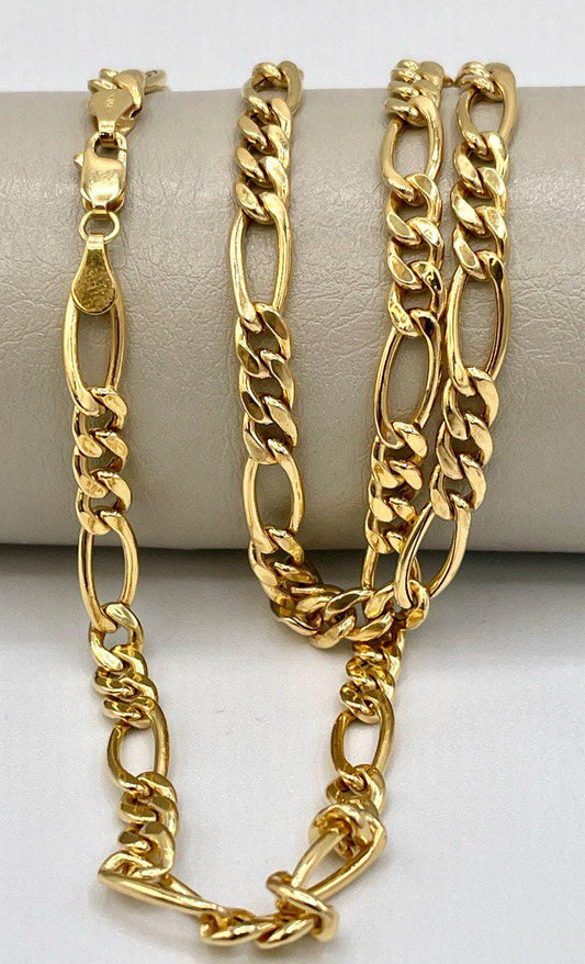 18K Figaro Chain Gold,Real Gold Necklace,5.5mm Thickness, Link Chain Necklace Gold,For Her/Him
