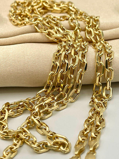 14K Real Solid Gold Diamond Cut, Cable Necklace Chain, Diamond cut Cable Chain (5mm Thickness), Birthday Gift, For Her/Him