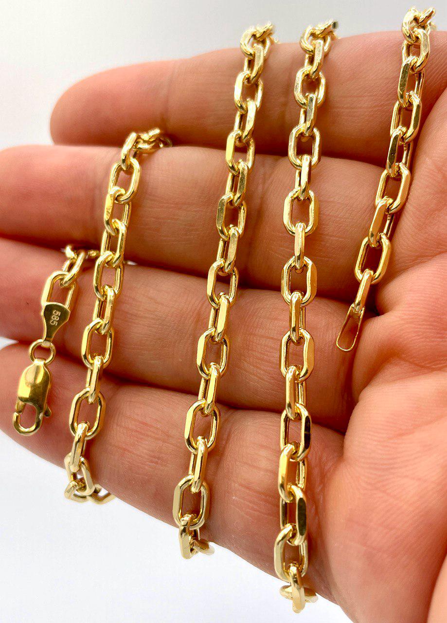 14K Real Solid Gold Diamond Cut, Cable Necklace Chain, Diamond cut Cable Chain (5mm Thickness), Birthday Gift, For Her/Him
