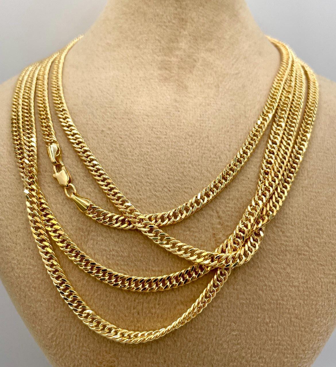 Solid Gold 18K Curb Necklace Chain,Real Gold Curb Necklace,3.5mm Thickness,Miami Cuban Link Chain,For Him/Her