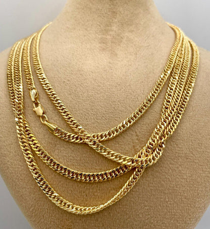 Solid Gold 18K Curb Necklace Chain,Real Gold Curb Necklace,3.5mm Thickness,Miami Cuban Link Chain,For Him/Her