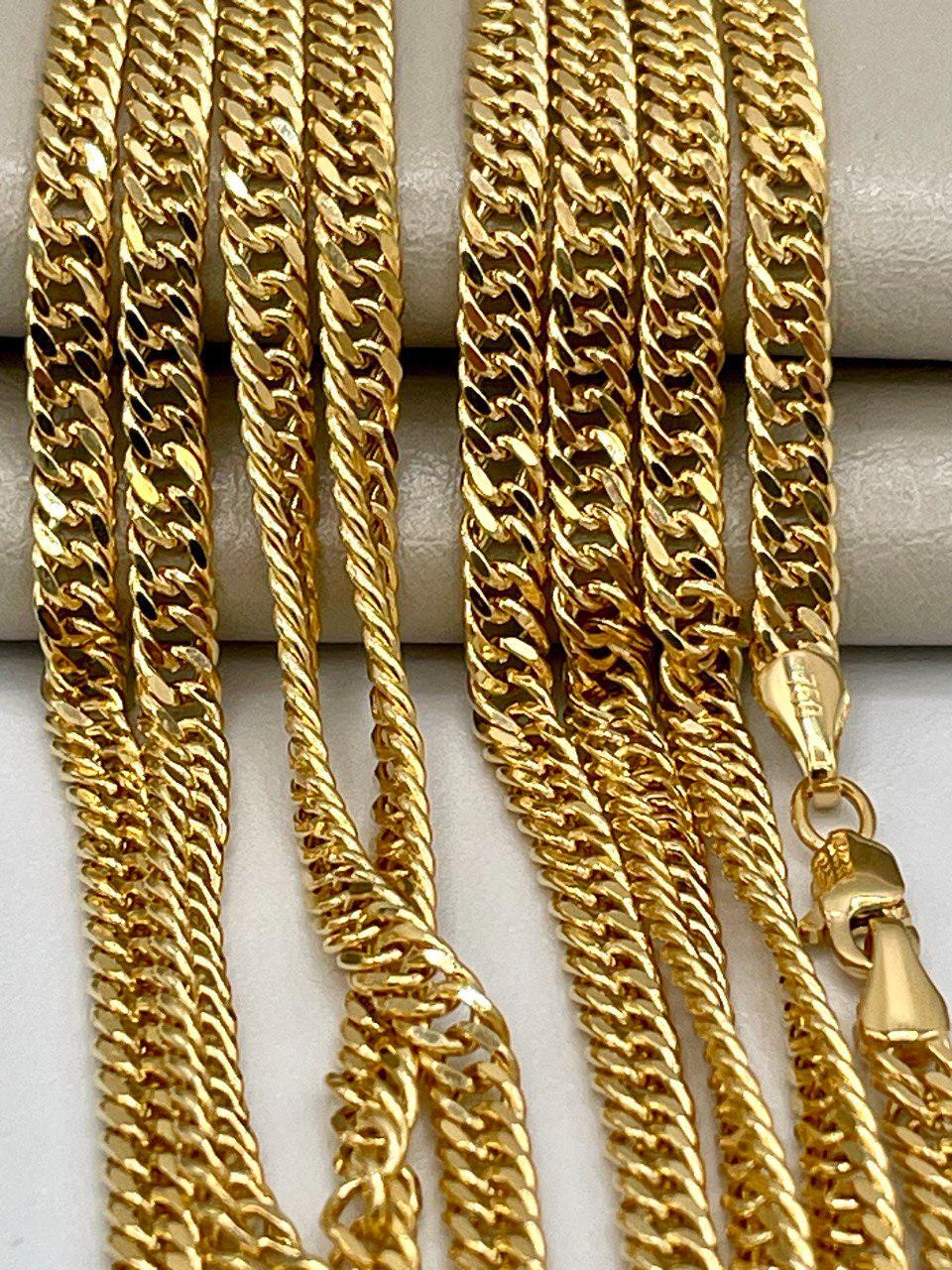 Solid Gold 18K Curb Necklace Chain,Real Gold Curb Necklace,3.5mm Thickness,Miami Cuban Link Chain,For Him/Her