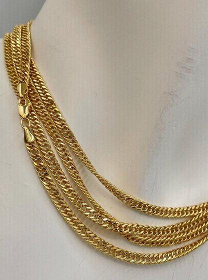 Solid Gold 18K Curb Necklace Chain,Real Gold Curb Necklace,3.5mm Thickness,Miami Cuban Link Chain,For Him/Her