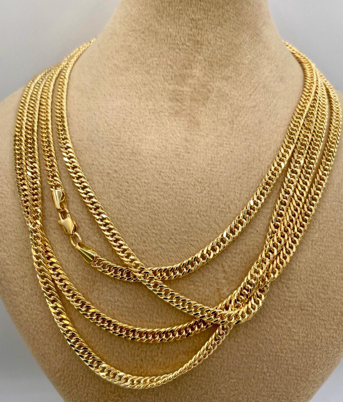 Solid Gold 18K Curb Necklace Chain,Real Gold Curb Necklace,3.5mm Thickness,Miami Cuban Link Chain,For Him/Her