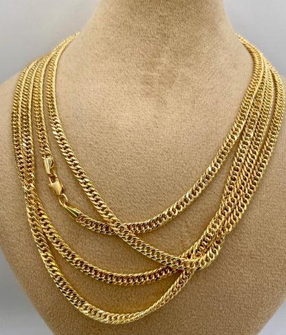 Solid Gold 18K Curb Necklace Chain,Real Gold Curb Necklace,3.5mm Thickness,Miami Cuban Link Chain,For Him/Her