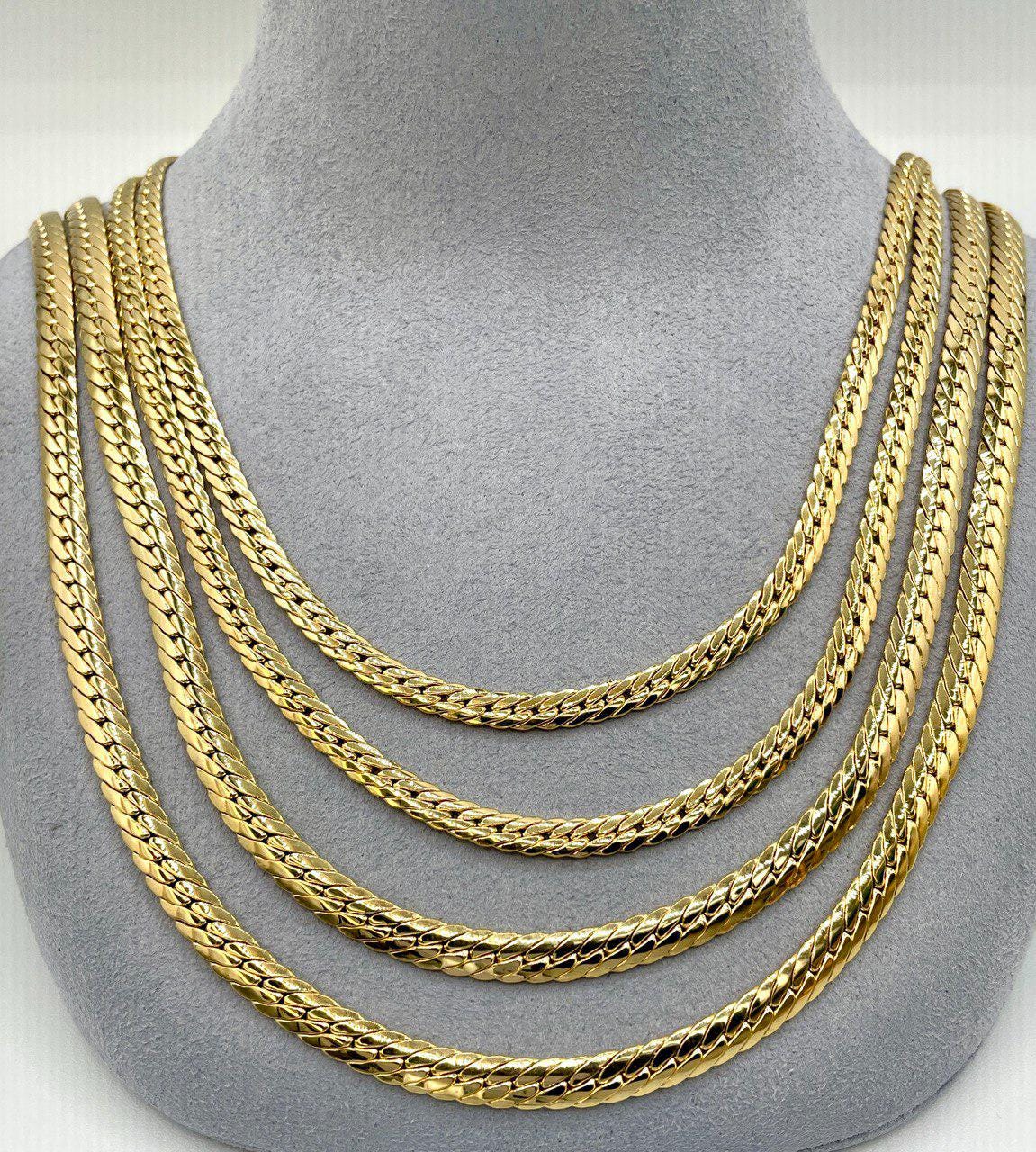 14K Solid Gold Miami Cuban Chain Necklace, Curb Cuban Links Chain, Real 14K Gold Chain for Men/Women,Thick4.5mm 5.5mm  24", 14K Gold Chain!