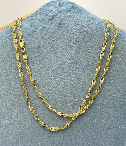 14K Solid GOLD SINGAPORE(2.8mm) NECKLACE Chain,Real Gold,Birthday Gift,For Her/ Him,Anniversary Gift,Valentine Gift,Christmas Gift For Dad.