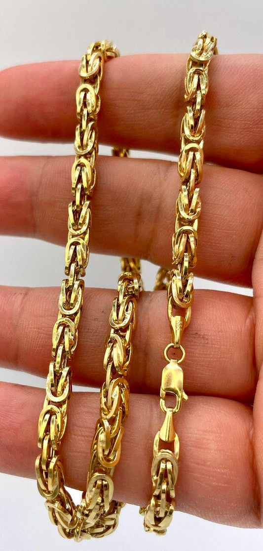 14K Solid Gold Byzantine Elegance,5 mm Heavy Solid Chain Necklace for Men and Women, Luxury Unisex Charm,14K Gold Byzantine Chain Necklace!