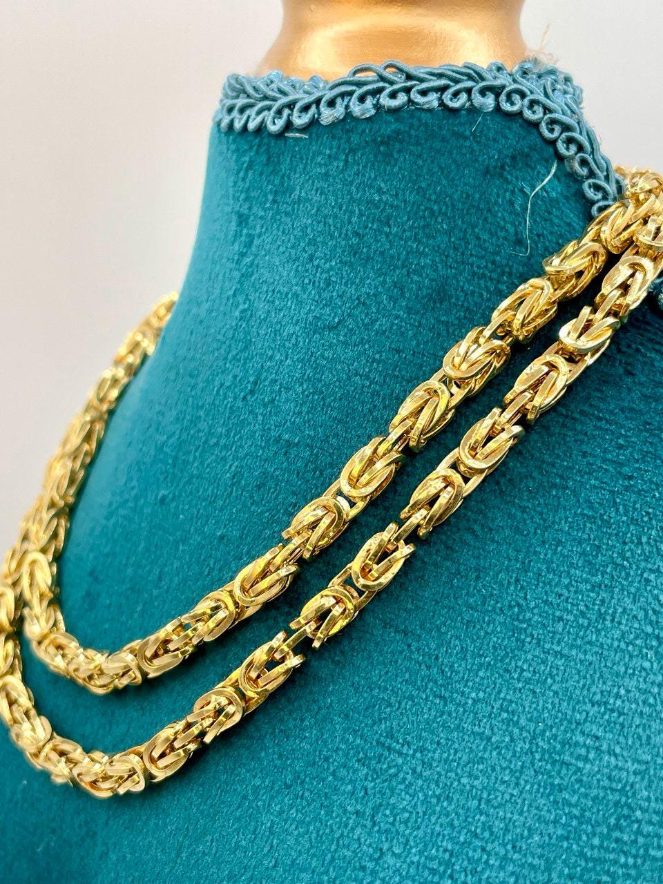 14K Solid Gold Byzantine Elegance,5 mm Heavy Solid Chain Necklace for Men and Women, Luxury Unisex Charm,14K Gold Byzantine Chain Necklace!