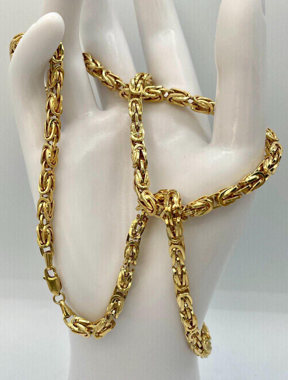 14K Solid Gold Byzantine Elegance,5 mm Heavy Solid Chain Necklace for Men and Women, Luxury Unisex Charm,14K Gold Byzantine Chain Necklace!