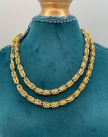 14K Solid Gold Byzantine Elegance,5 mm Heavy Solid Chain Necklace for Men and Women, Luxury Unisex Charm,14K Gold Byzantine Chain Necklace!