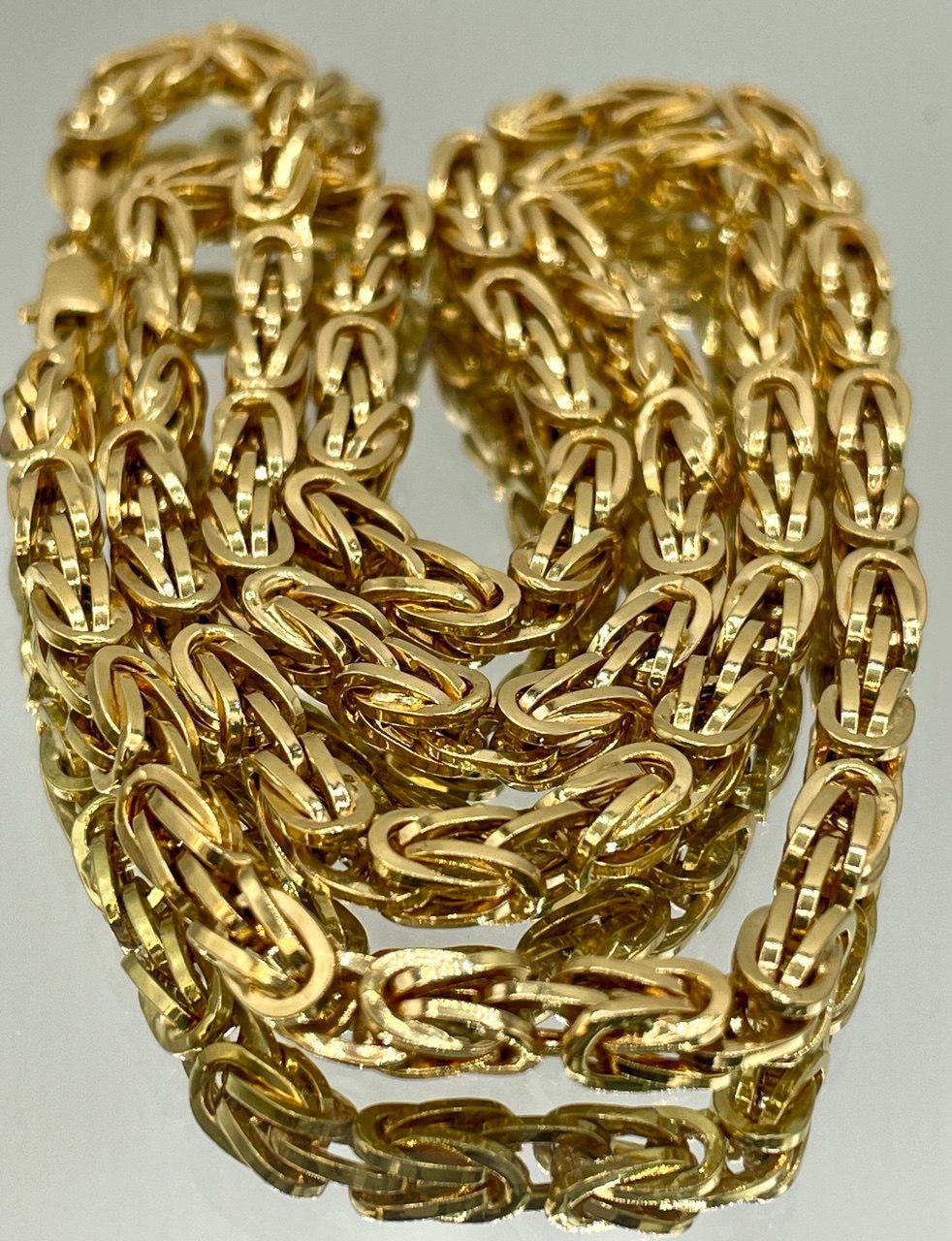 14K Solid Gold Byzantine Elegance,5 mm Heavy Solid Chain Necklace for Men and Women, Luxury Unisex Charm,14K Gold Byzantine Chain Necklace!