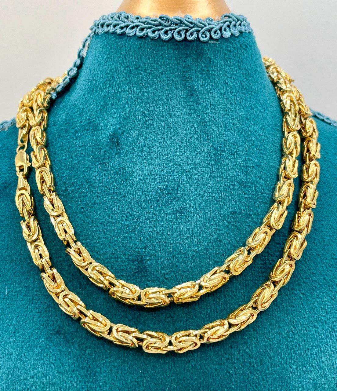 14K Solid Gold Byzantine Elegance,5 mm Heavy Solid Chain Necklace for Men and Women, Luxury Unisex Charm,14K Gold Byzantine Chain Necklace!