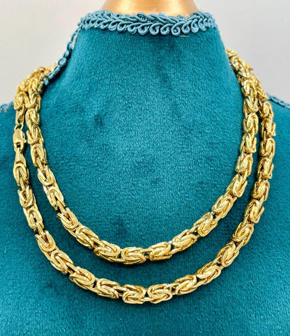 14K Solid Gold Byzantine Elegance,5 mm Heavy Solid Chain Necklace for Men and Women, Luxury Unisex Charm,14K Gold Byzantine Chain Necklace!