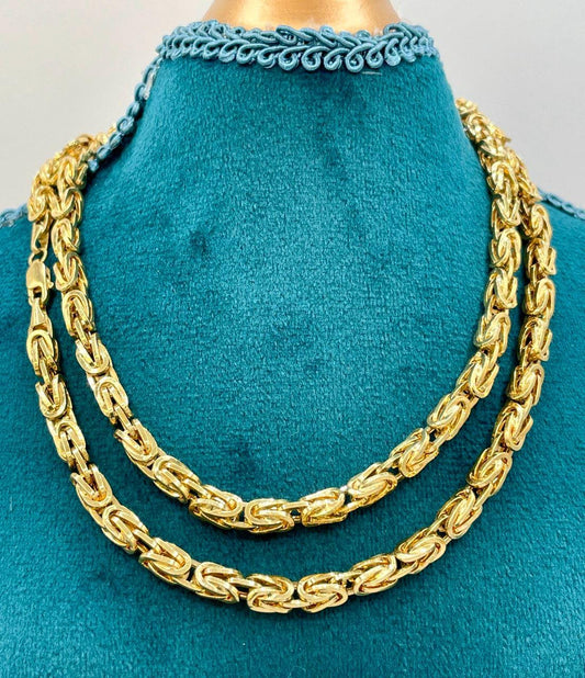 14K Solid Gold Byzantine Elegance,5 mm Heavy Solid Chain Necklace for Men and Women, Luxury Unisex Charm,14K Gold Byzantine Chain Necklace!