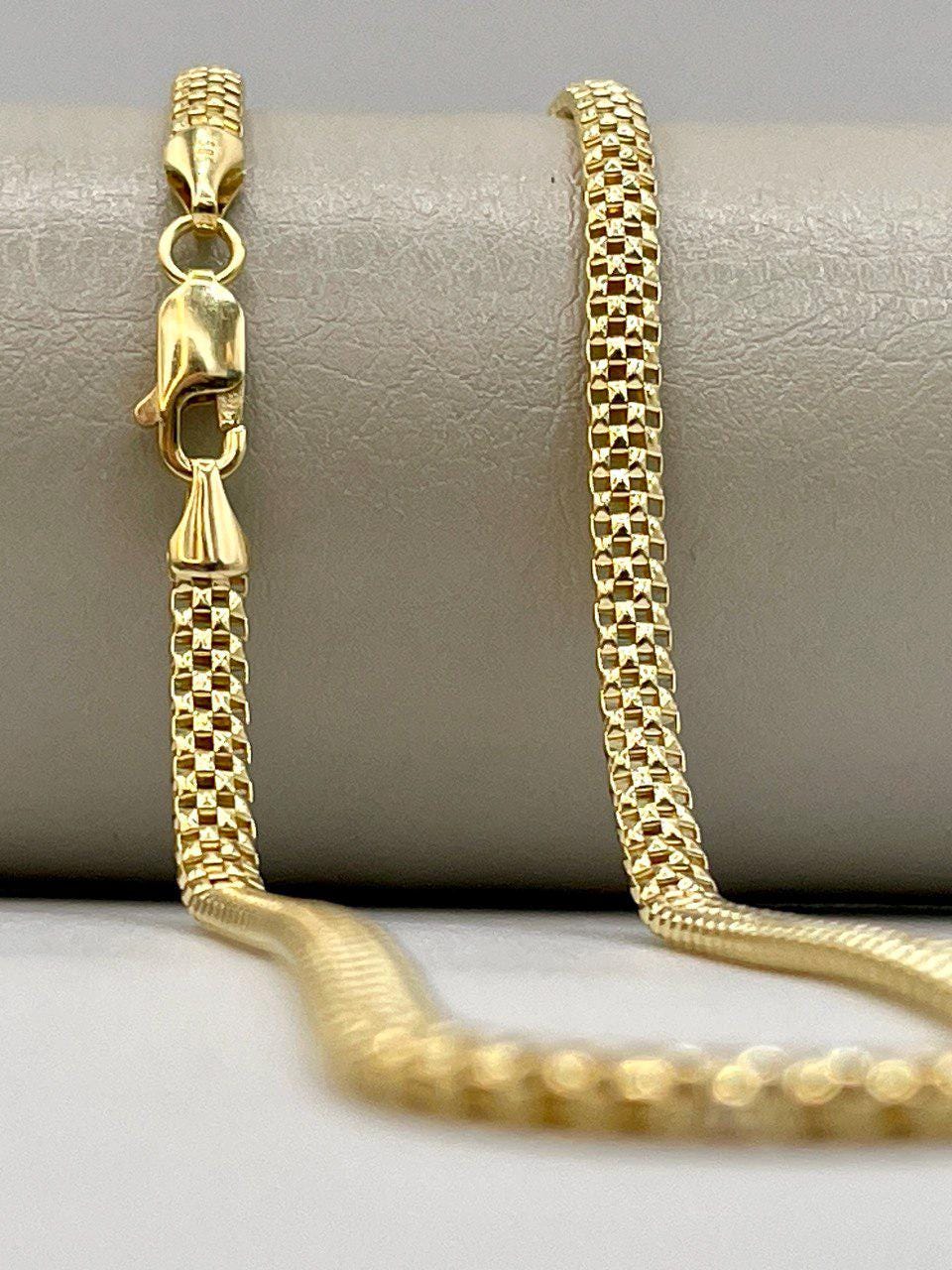 14Karat Gold Snake Necklace Chain,Real 14Karat Gold,Yellow Gold(4mm)Thick,Birthday Gift, Gift For Men/Women,Anniversary Gift,Gift FOR Mom.