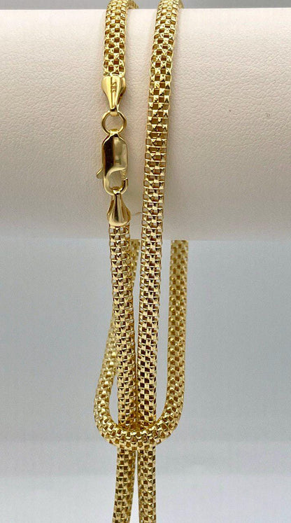 14Karat Gold Snake Necklace Chain,Real 14Karat Gold,Yellow Gold(4mm)Thick,Birthday Gift, Gift For Men/Women,Anniversary Gift,Gift FOR Mom.