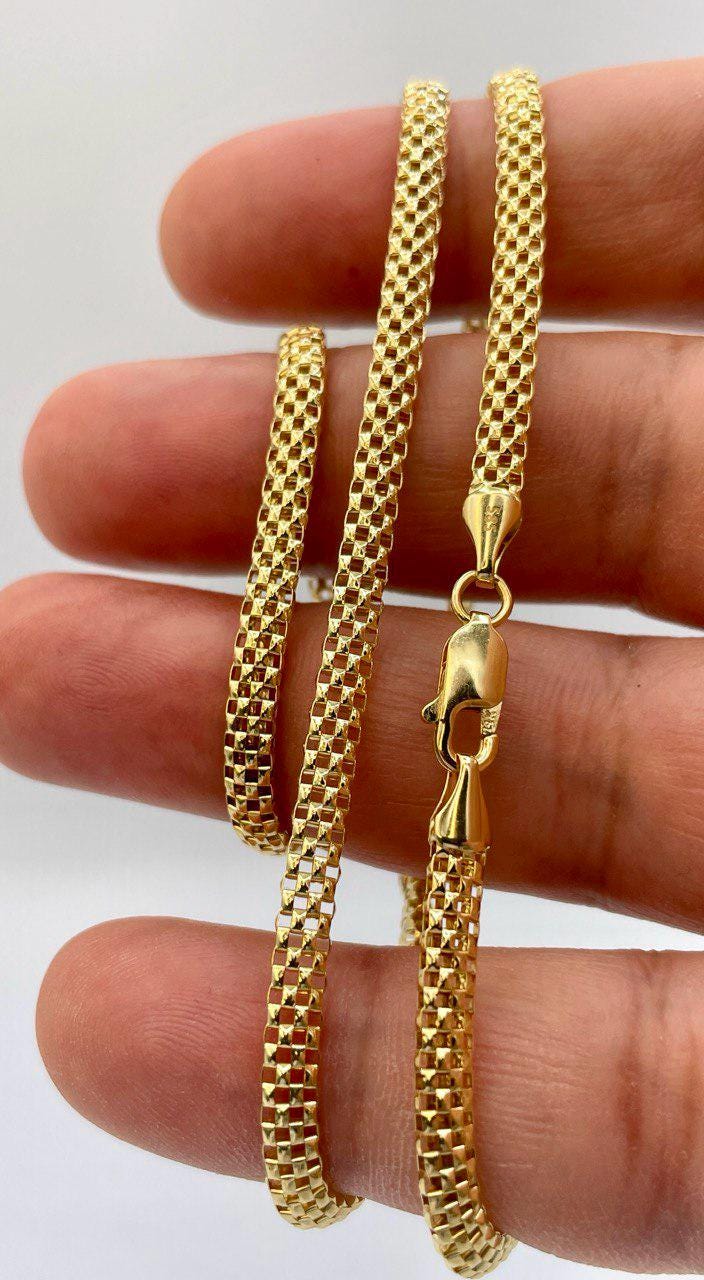 14Karat Gold Snake Necklace Chain,Real 14Karat Gold,Yellow Gold(4mm)Thick,Birthday Gift, Gift For Men/Women,Anniversary Gift,Gift FOR Mom.