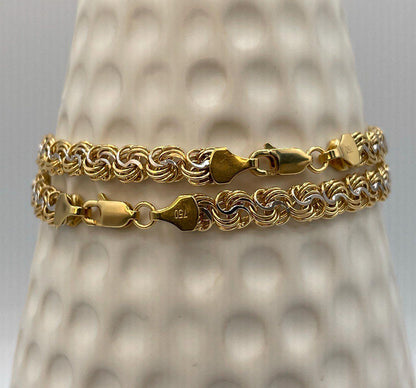 18K Solid Gold Chino Id Chain,Real Gold Chain,6mm Width ,Bracelet link Chain,Diamond Cut Bracelet Chain,7.5"Inch For Her/Him