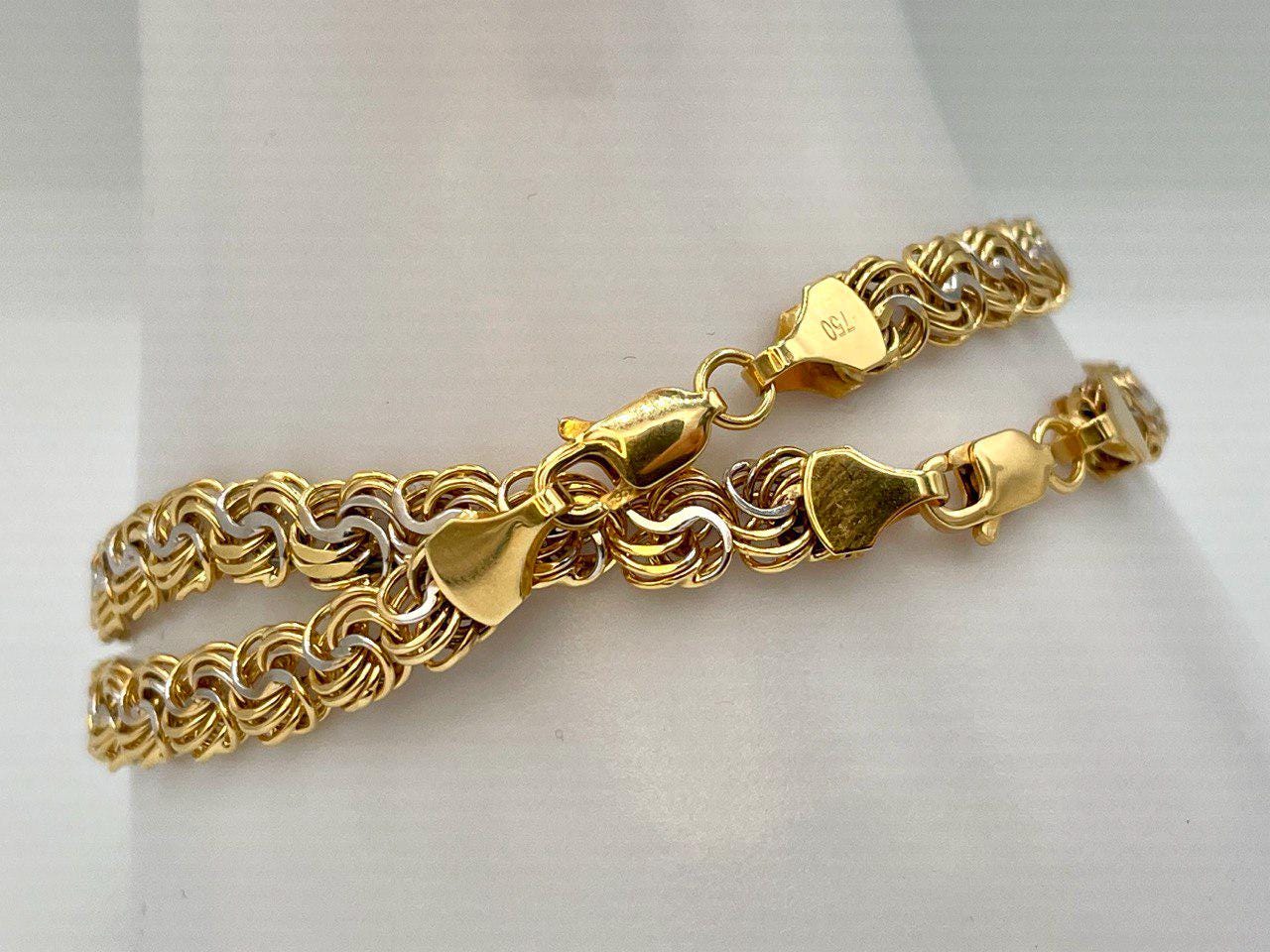 18K Solid Gold Chino Id Chain,Real Gold Chain,6mm Width ,Bracelet link Chain,Diamond Cut Bracelet Chain,7.5"Inch For Her/Him