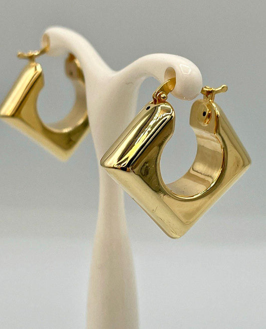 18K Real Gold Thick Hoop Earrings, Chunky Hoops, Polished Chunky Gold Hoop Earrings, Hoops for Women,18K Gold  Hoop Earrings Gift for Her.